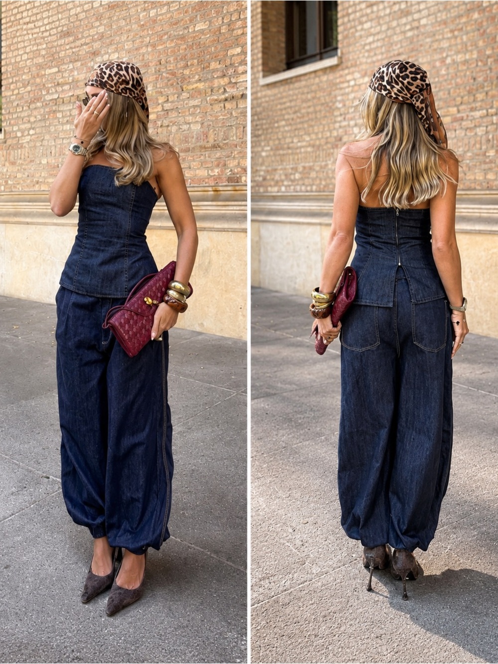 VIRAL NEW (TWO PIRCE SET ) ZARA  DENIM BALLOON PANTS AND TOP SIZE S 🚨NO DISCOUNT